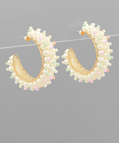 Pearly Beaded Hoops
