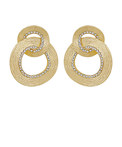 Pave &amp; Linked Double Texture Earrings