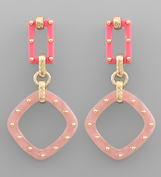 Pink Studded Statement Earring