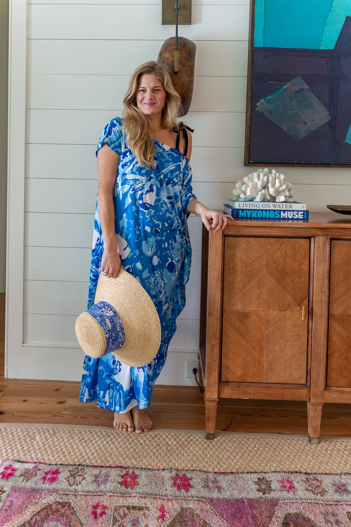 Oyster Bed Blues Maxi Coastal Caftan