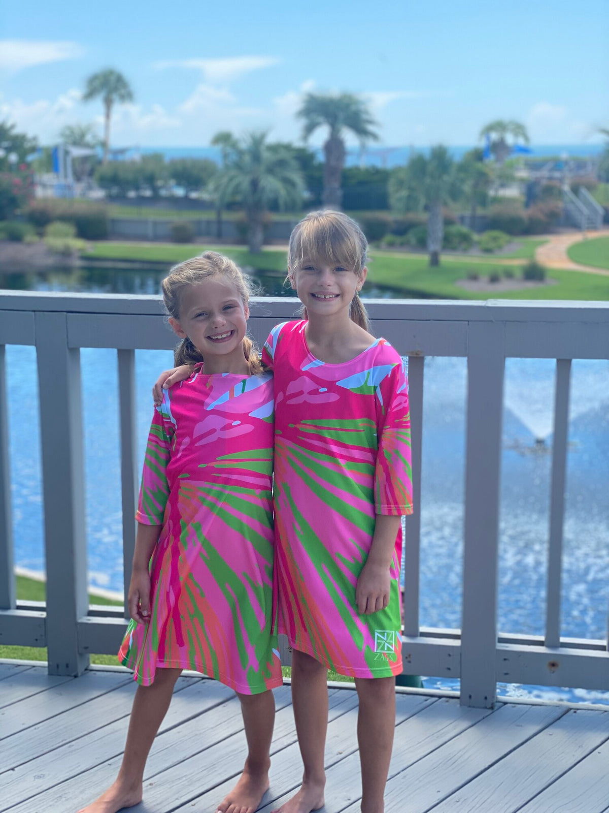 Little Ladies Punchy Palm Dock Dress