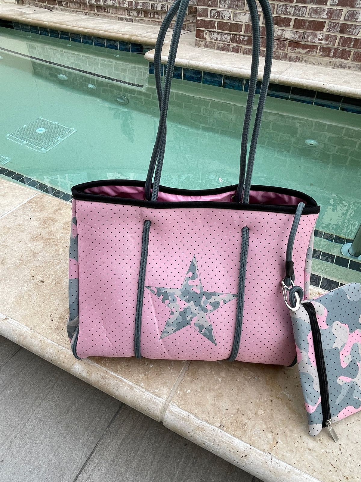 Neoprene Tote Bag Pink Star